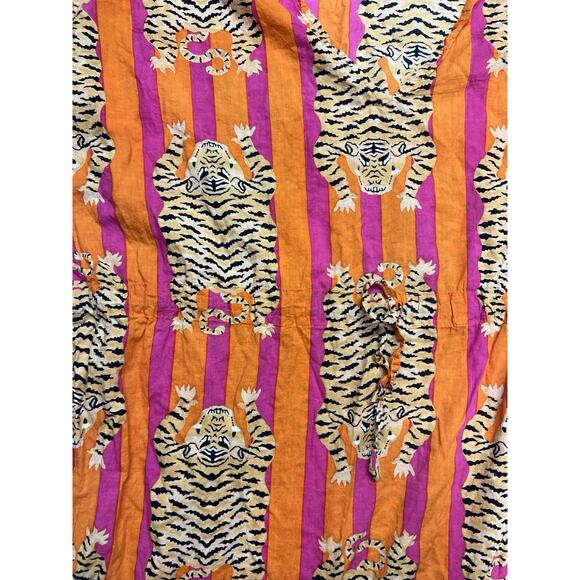 Indacorify Tiger Print Kaftan Beach Cover Up Cotton Indian Resortwear Pink - Picture 6 of 11